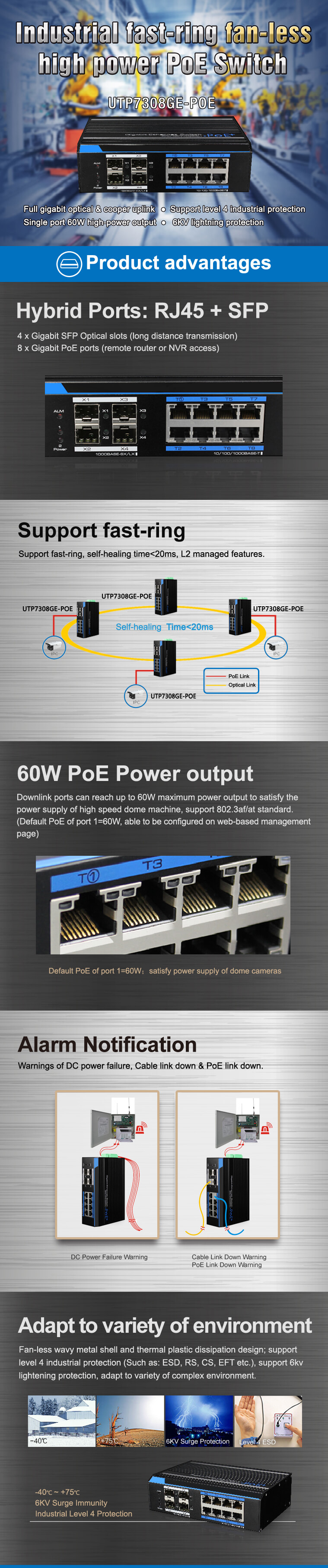 UTEPO, industrial poe switch